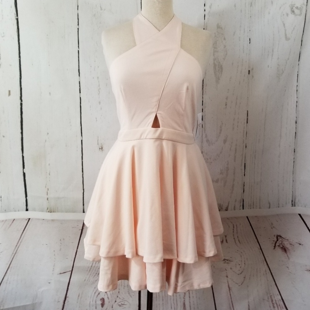 KALANI HILLIKER for Alyce Criss Cross Halter Dress